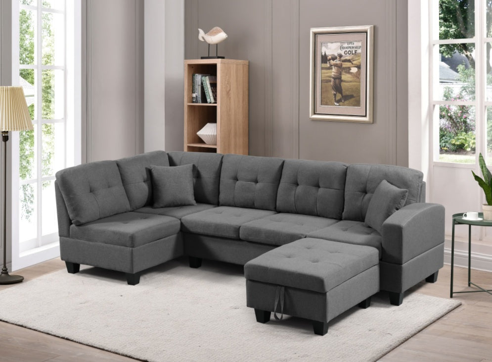 Left Fabric Sofa With Ottoman