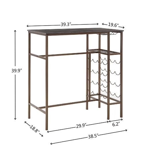 3-Piece Bar Steels Kitchen Dining Room Table Set Retro Brown Bar Chair For Dining Room