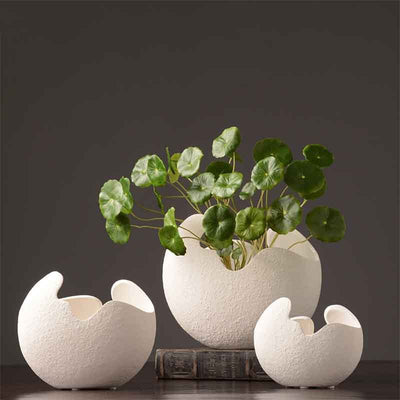 Simple white ceramic vase decoration