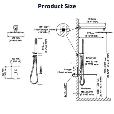 Shower System Shower Mixer Combo Set Wall-mounted