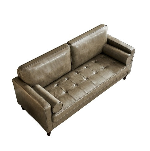 Modern Mid-Century Vegan Leather Sofa