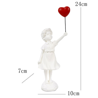 Little Girl With Balloon Art Sculpture Living Room Decorations Decoration Resin