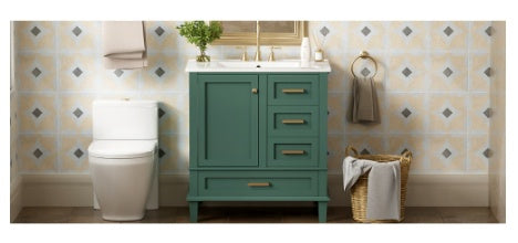 30 Bathroom Vanity , Modern Bathroom Cabinet With Sink Combo Set, Bathroom Storage Cabinet With A Soft Closing Door And 3 Drawers, Solid Wood Frame