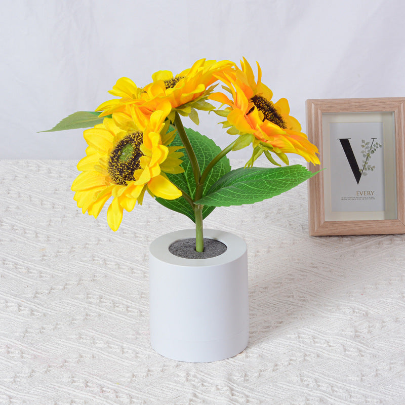 Rechargeable Sunflower Led Simulation Night Light Table Lamp Simulation Flowers Decorative Desk Lamp For Resturaunt Hotel Wedding Gift