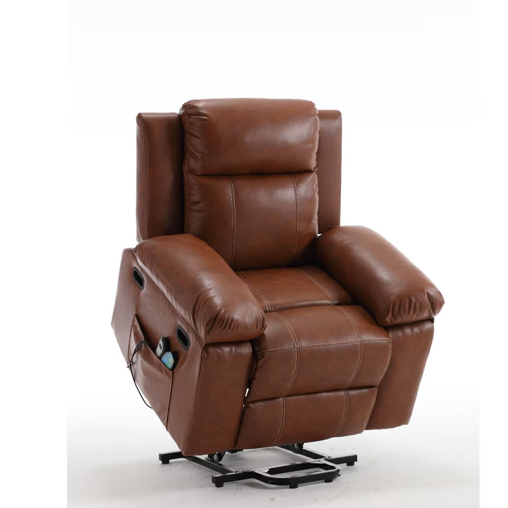 Large Size Electric Lift Recliner Sofa For Seniors, 8 Point Vibration Massage And Wood Heating, Remote Control