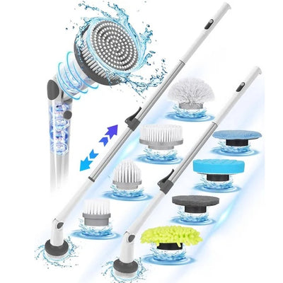 Electric Spin Scrubber, 2024 New Super Quiet Power Cleaning Brush For Bathroom Floor Tile With Long Handle, Cordless Shower Brush With 7 Replaceable Brush Heads, 120Mins Work Time, Dual Speeds