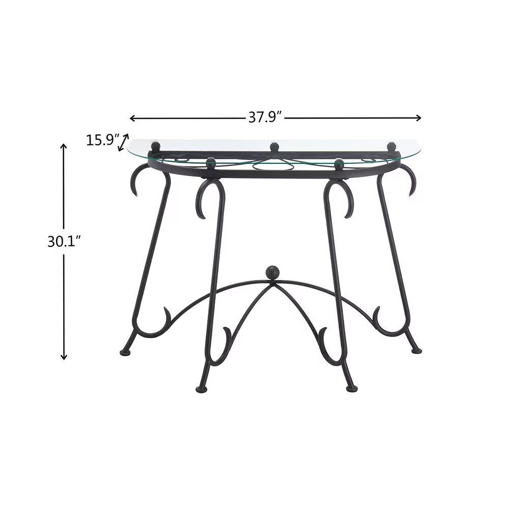 Tempered Glass Surface Console Table Coffee Table With Sturdy Construction For Living Room