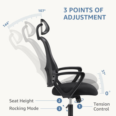 High Back Mesh Rolling Work Chair With Wheels And Adjustable Headrests